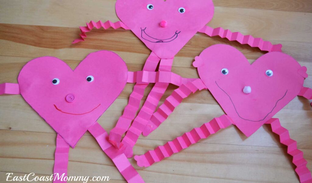 Cute Valentine's Day kids craft- heart people made out of paper