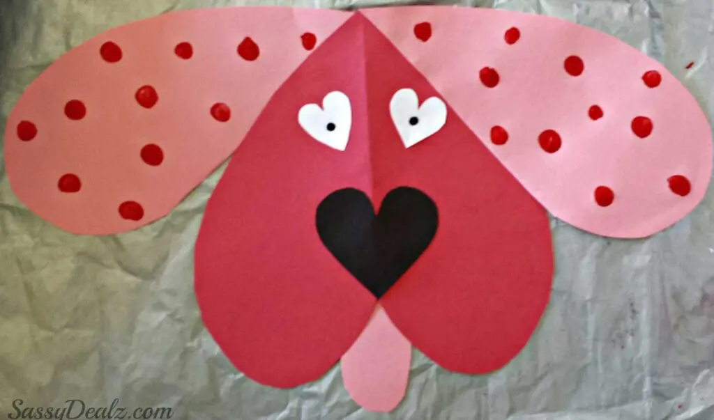 Construction paper puppy craft for Valentine's Day